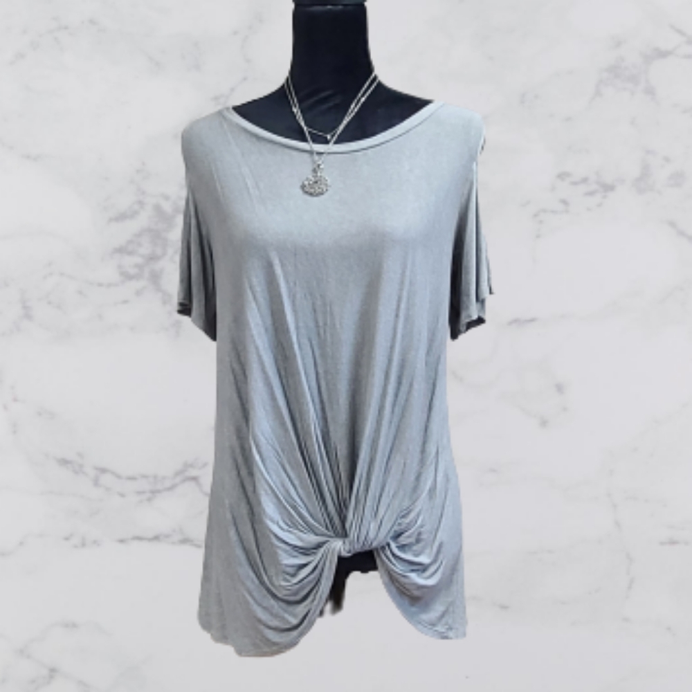 Women's  large Blu Pepper cold shoulder gray short sleeve top